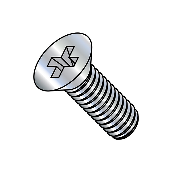 #0-80 x 1/8 in Phillips Flat Machine Screw, Zinc Plated Steel, 10000 PK