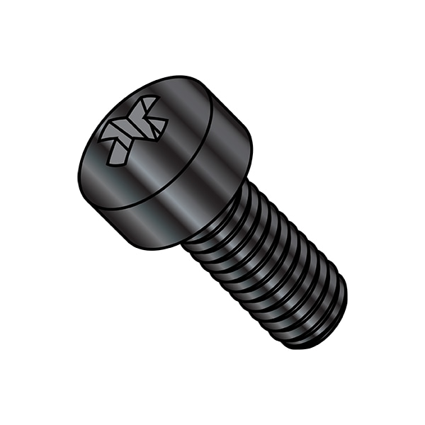 #10-24 x 1 in Phillips Fillister Machine Screw, Black Oxide Steel, 4000 PK