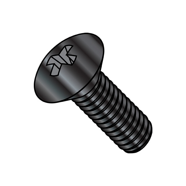 #10-24 x 1 in Phillips Oval Machine Screw, Black Oxide Steel, 5000 PK