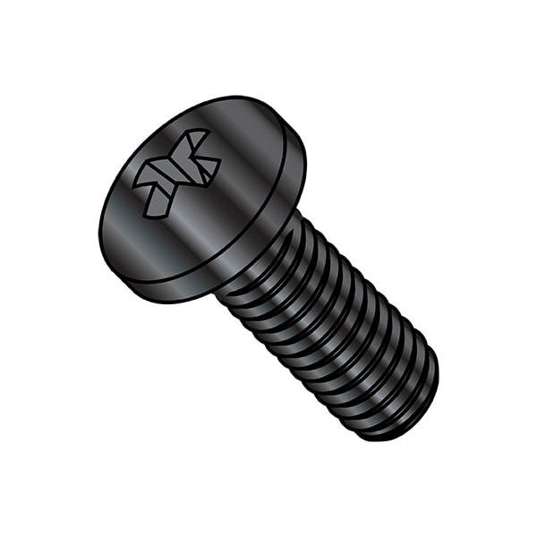 #10-24 x 1 in Phillips Pan Machine Screw, Zinc Black Steel, 5000 PK