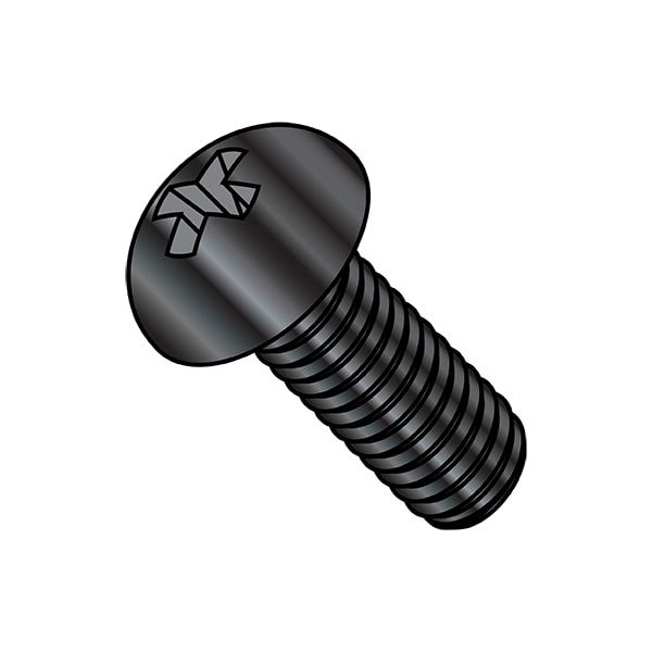 #10-32 x 1/2 in Phillips Round Machine Screw, Black Oxide Steel, 7000 PK