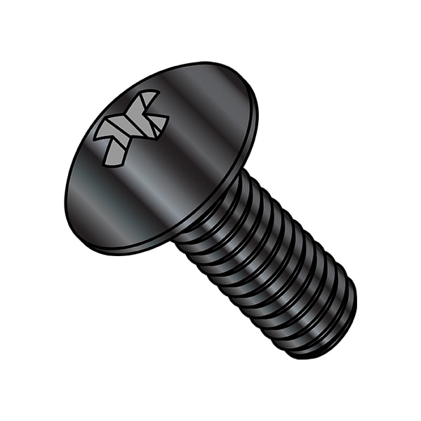 #10-24 x 1 in Phillips Truss Machine Screw, Plain Steel, 2000 PK