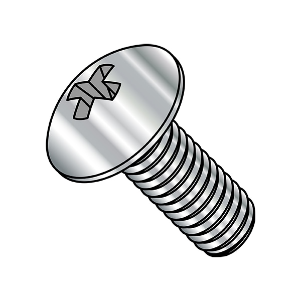 #10-24 x 1-1/2 in Phillips Truss Machine Screw, Plain Steel, 2000 PK