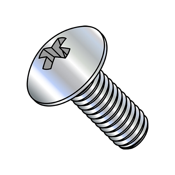 #10-24 x 1 in Phillips Truss Machine Screw, Zinc Plated Steel, 5000 PK