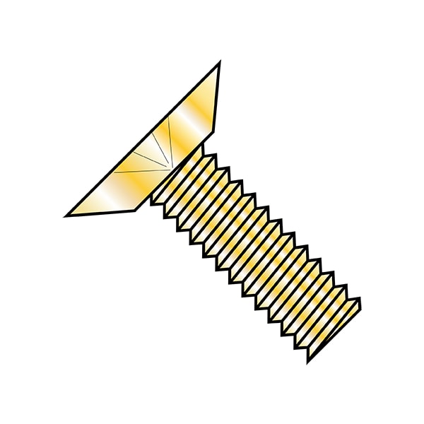 #10-24 x 1/4 in Phillips Flat Machine Screw, Zinc Yellow Steel, 10000 PK