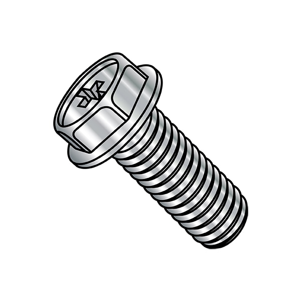 #10-24 x 1/2 in Phillips Hex Machine Screw, Plain Stainless Steel, 1500 PK
