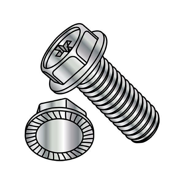 #4-40 x 1/4 in Phillips Hex Machine Screw, Nickel Plated Steel, 10000 PK