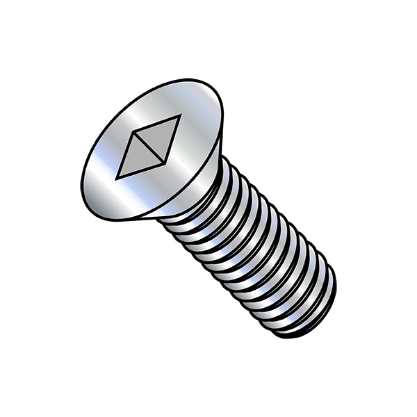 #10-24 x 1 in Square Flat Machine Screw, Zinc Plated Steel, 5000 PK