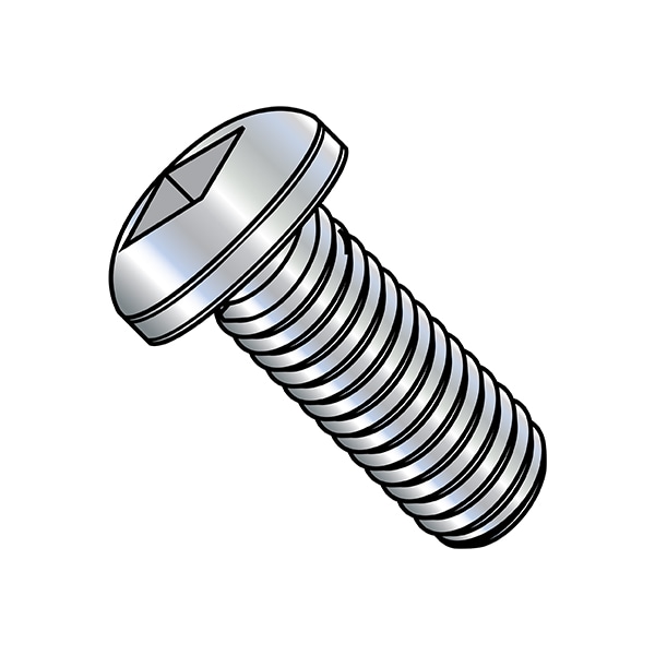 #10-24 x 1 in Square Pan Machine Screw, Zinc Plated Steel, 5000 PK