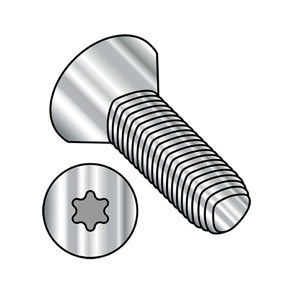 Thread Cutting Screw, M6-1.00 x 10 mm, Plain Stainless Steel Flat Head Torx Drive, 1000 PK