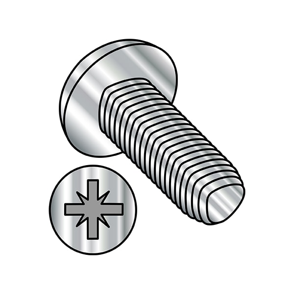 Thread Cutting Screw, M6-1.00 x 30 mm, Plain Stainless Steel Pan Head Phillips Drive, 350 PK