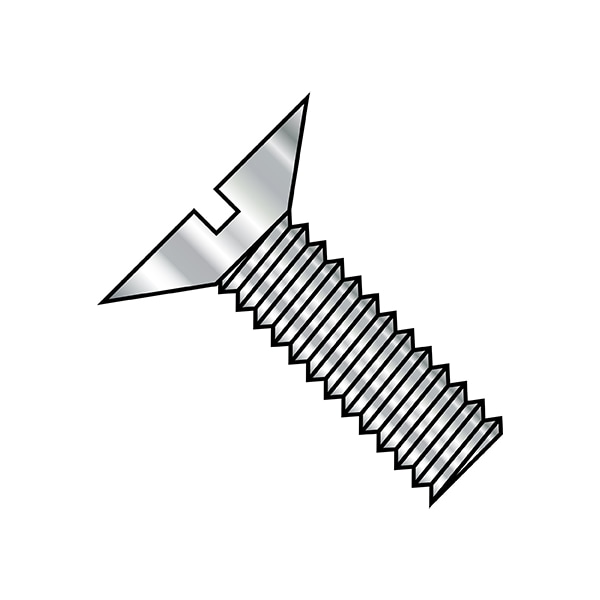 #6-32 x 1/2 in Slotted Flat Machine Screw, Plain Stainless Steel, 5000 PK