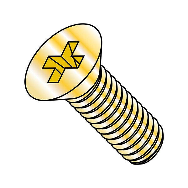 #0-80 x 3/8 in Phillips Flat Machine Screw, Cadmium Steel, 5000 PK