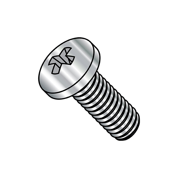 #0-80 x 3/8 in Phillips Pan Machine Screw, Plain Steel, 5000 PK