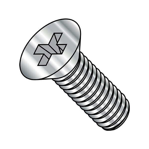 #0-80 x 3/8 in Phillips Flat Machine Screw, Plain Stainless Steel, 5000 PK