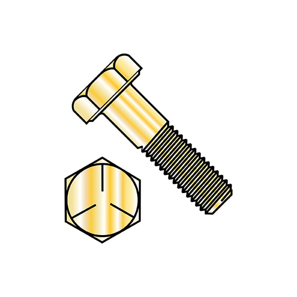 Grade 5, 1"-8 Hex Head Cap Screw, Zinc Yellow Steel, 3-3/4 in L, 35 PK