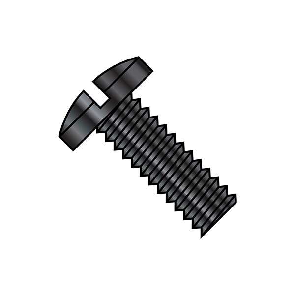 #10-32 x 1/2 in Slotted Binding Machine Screw, Black Oxide Steel, 8000 PK