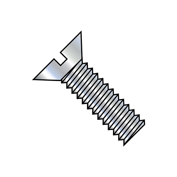 #10-24 x 1 in Slotted Flat Machine Screw, Zinc Plated Steel, 6000 PK