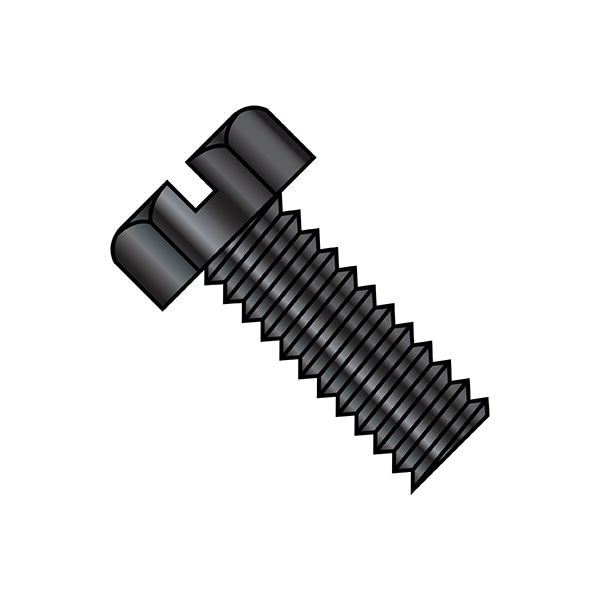 #10-24 x 3/8 in Slotted Hex Machine Screw, Black Oxide Steel, 8000 PK