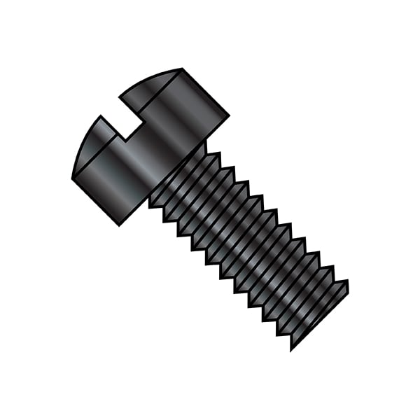 #10-24 x 1/2 in Slotted Fillister Machine Screw, Black Oxide Steel, 7000 PK