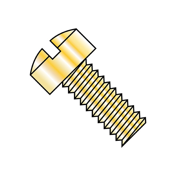 #10-24 x 5/8 in Slotted Fillister Machine Screw, Zinc Yellow Steel, 7000 PK