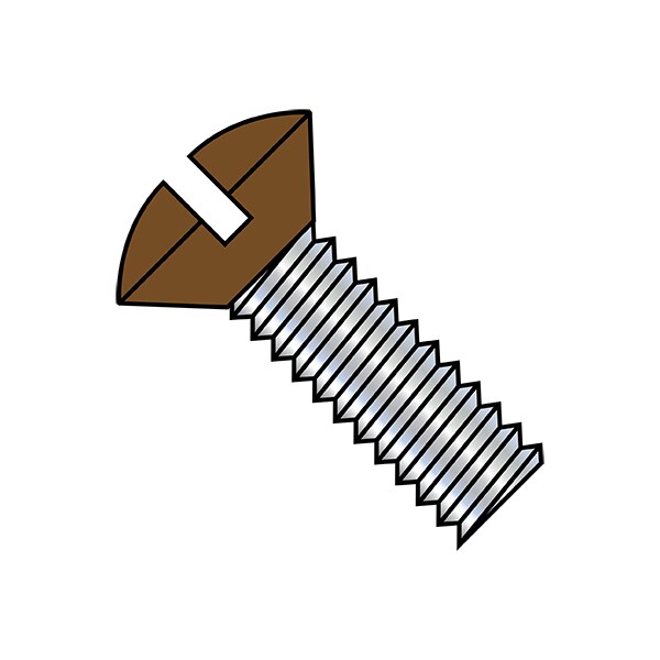 #6-32 x 1/2 in Slotted Oval Machine Screw, Zinc Plated Steel, 10000 PK