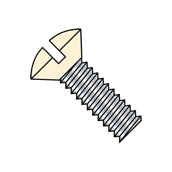 #6-32 x 1 in Slotted Oval Machine Screw, Zinc Plated Steel, 9000 PK