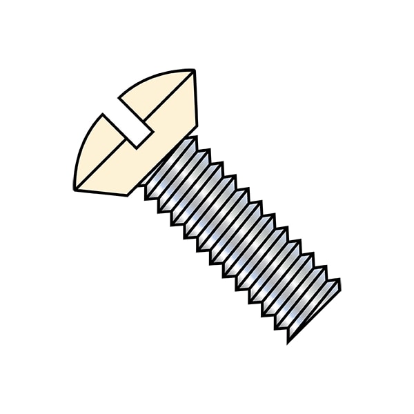 #6-32 x 3/8 in Slotted Oval Machine Screw, Zinc Plated Steel, 10000 PK