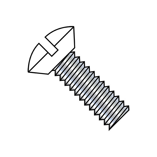 #6-32 x 5/16 in Slotted Oval Machine Screw, Zinc Plated Steel, 10000 PK