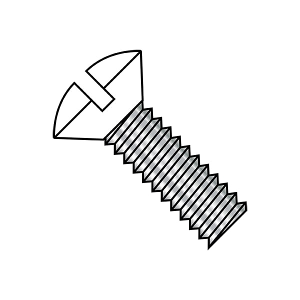 #6-32 x 1 in Slotted Oval Machine Screw, Zinc Plated Steel, 9000 PK