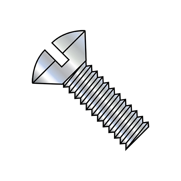 #10-24 x 1 in Slotted Oval Machine Screw, Zinc Plated Steel, 4000 PK