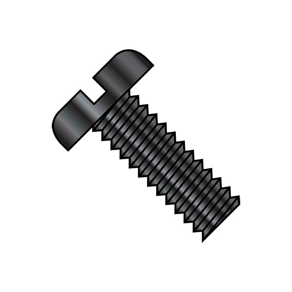 #12-24 x 3/8 in Slotted Pan Machine Screw, Zinc Black Steel, 6000 PK