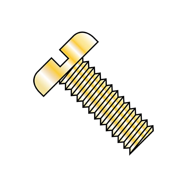 #10-32 x 1 in Slotted Pan Machine Screw, Zinc Yellow Steel, 4000 PK