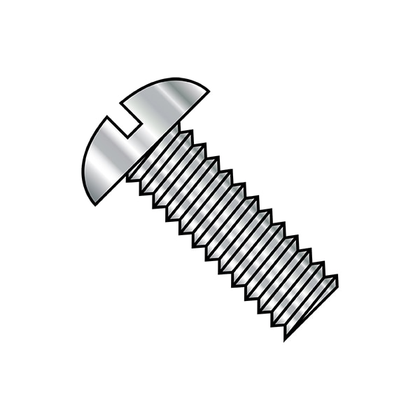 #10-24 x 1 in Slotted Round Machine Screw, Plain Steel, 2000 PK