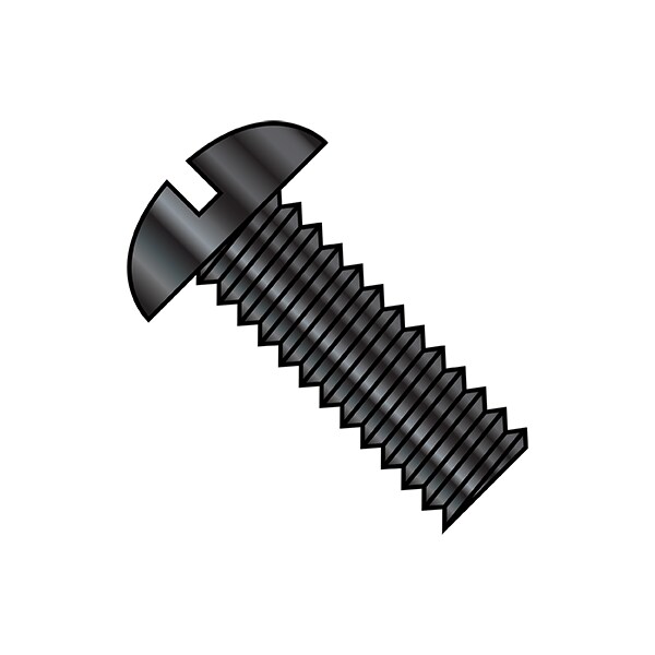 #10-24 x 1/2 in Slotted Round Machine Screw, Zinc Black Steel, 8000 PK