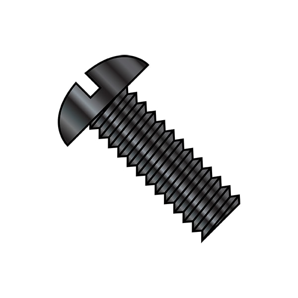 #10-24 x 1/2 in Slotted Round Machine Screw, Black Oxide Steel, 8000 PK