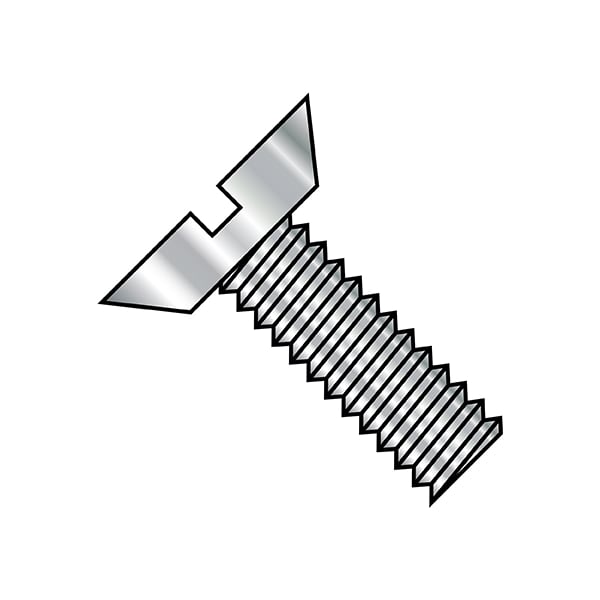 #0-80 x 3/32 in Slotted Flat Machine Screw, Plain Stainless Steel, 5000 PK