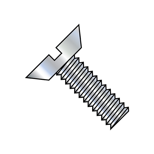#10-24 x 1/4 in Slotted Flat Machine Screw, Zinc Plated Steel, 10000 PK