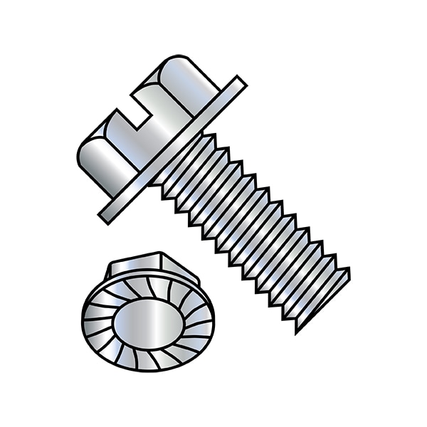 #10-24 x 1/2 in Slotted Hex Machine Screw, Zinc Plated Steel, 7000 PK