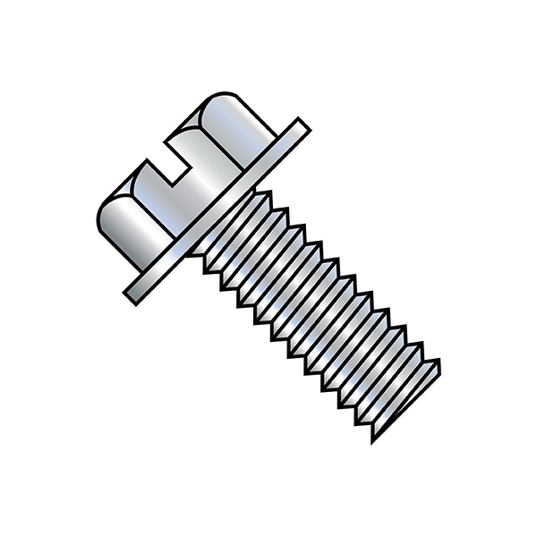 #10-24 x 1 in Slotted Hex Machine Screw, Zinc Plated Steel, 4000 PK