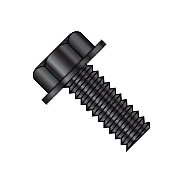 #10-24 x 1/2 in Hex Hex Machine Screw, Black Oxide Steel, 7000 PK