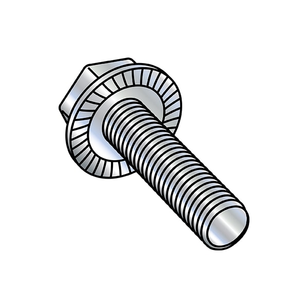 #6-32 Flange Bolt, Zinc Plated Steel, 3/4 in L, 10000 PK