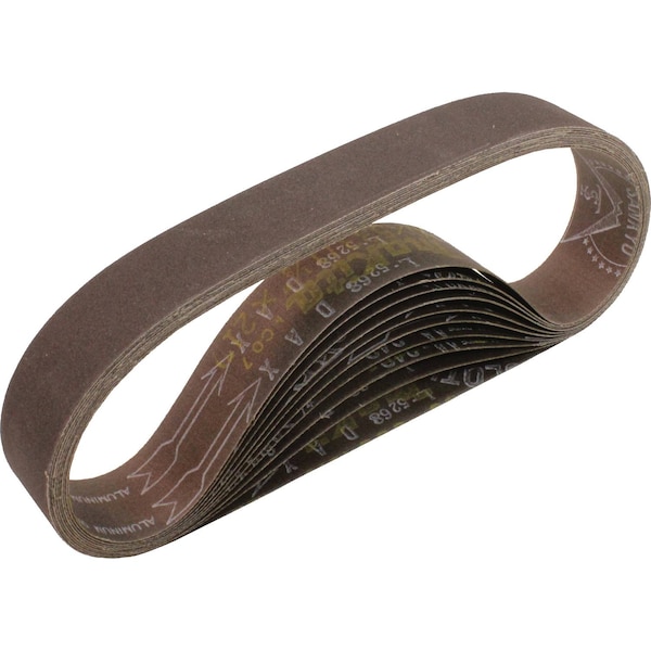 1-1/8" x 21" Abrasive Belt, 100 Grit, 10/pk