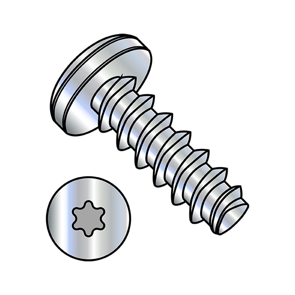 Thread Forming Screw, M5-2.30 x 30 mm, Zinc Plated Steel Pan Head Torx Drive, 3500 PK