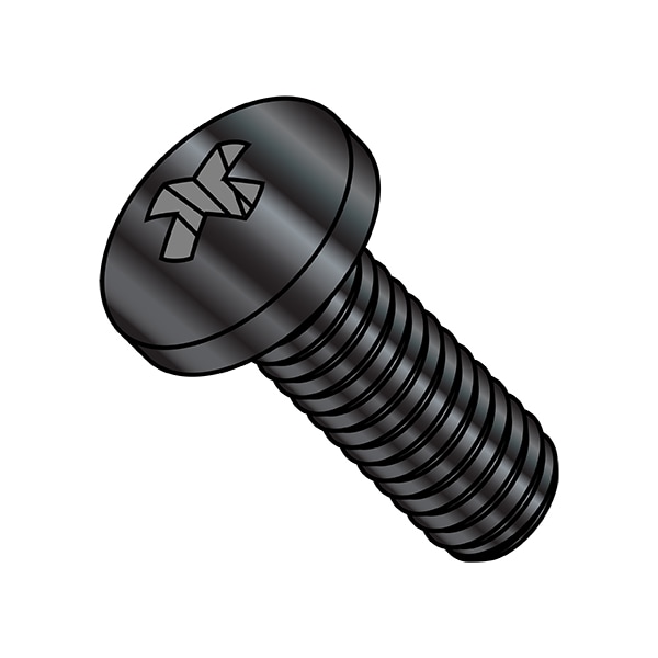 M8-1.25 x 40 mm Phillips Pan Machine Screw, Black Oxide Steel, 400 PK
