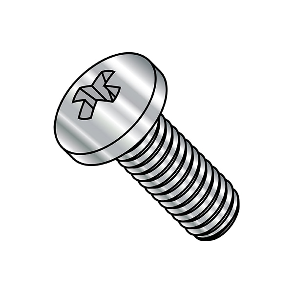 M8-1.25 x 40 mm Phillips Pan Machine Screw, Plain A2 Stainless Steel, 400 PK