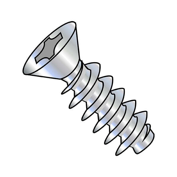 Thread Cutting Screw, M5-2.24 x 10 mm, Zinc Plated Steel Flat Head Phillips Drive, 3000 PK