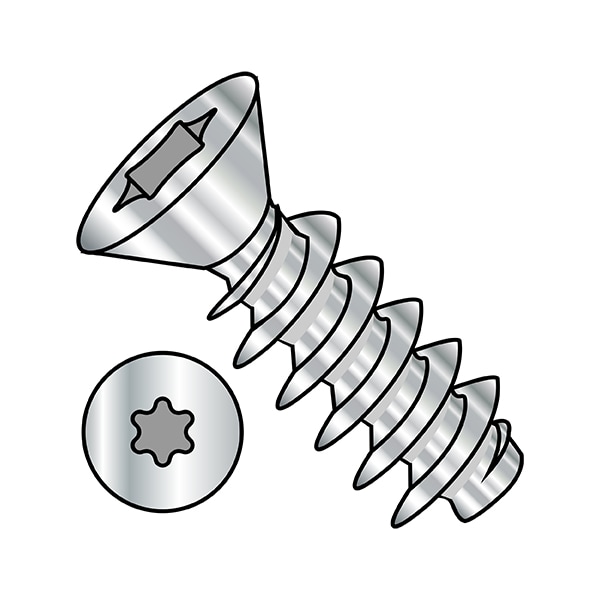 Thread Cutting Screw, M3-1.34 x 8 mm, Plain 316 Stainless Steel Flat Head Torx Drive, 6000 PK