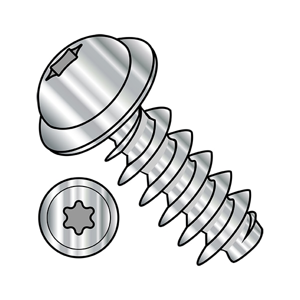 Thread Cutting Screw, M5-2.24 x 10 mm, Plain 316 Stainless Steel Flange Round Head Torx Drive