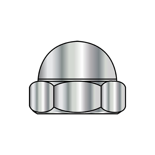 Low Crown Cap Nut, 5/16"-18, Steel, Nickel Plated, 0.385 in H, 1000 PK